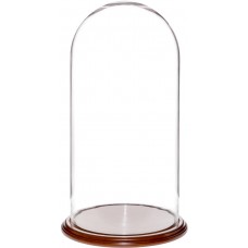 Plymor Brand 11.75" x 23" Glass Display Dome Cloche (Walnut Veneer Base) 840003144383  192572305904